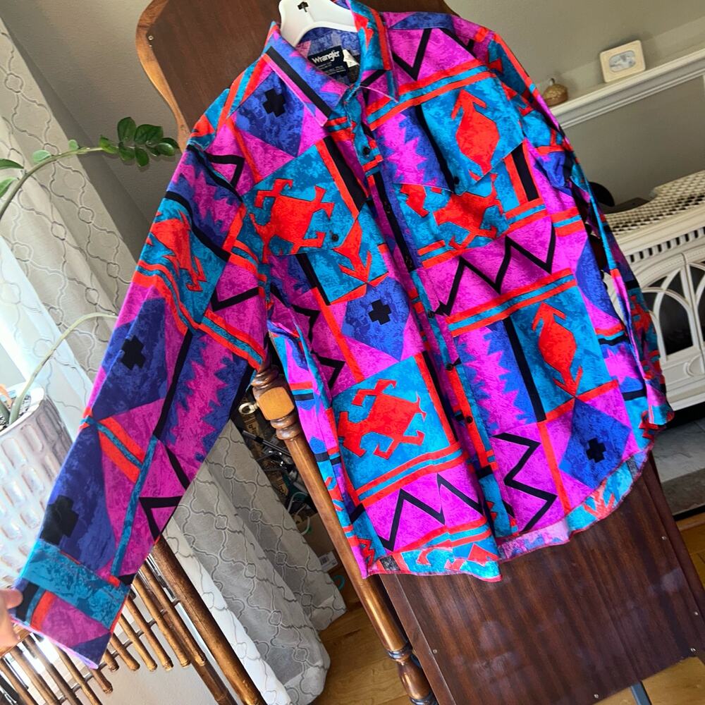 Wrangler Vintage Geometric Button-Down Brushpopper shirt - Picture 7 of 12